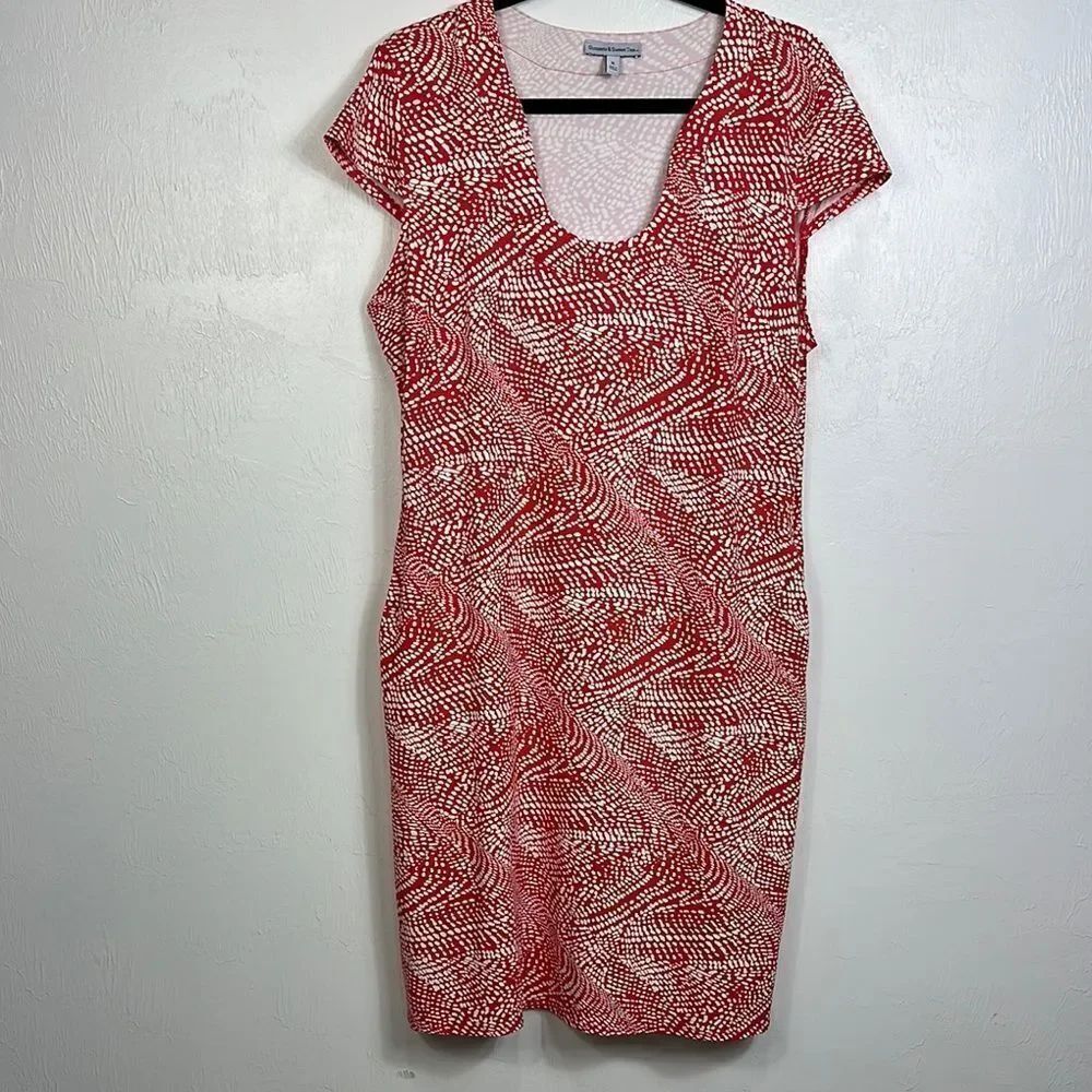 Sunsets & Sweet Tea Pockets Red White Patterned Anywhere Dress Size XL